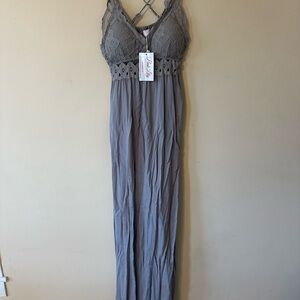 Elegant Gray Lace Sleepwear